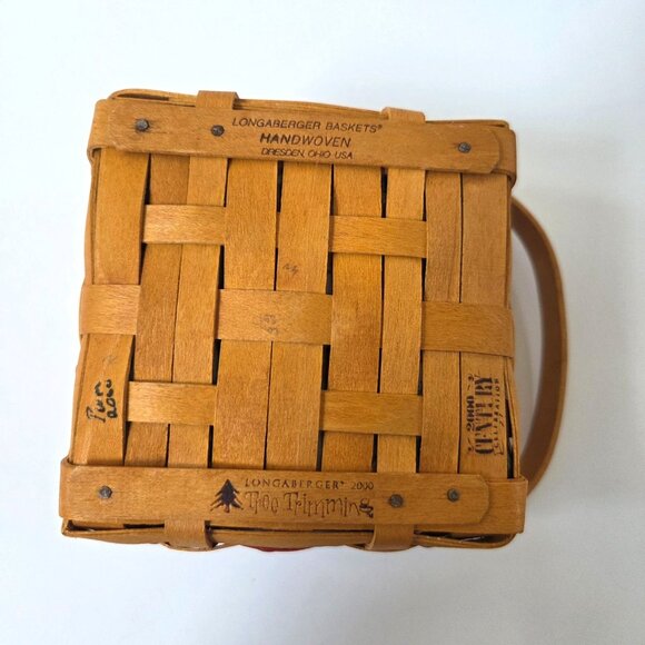 Longaberger Basket Let It Snow Tree Trimming Red Set Liner Protector TO 2000 - Picture 7 of 7